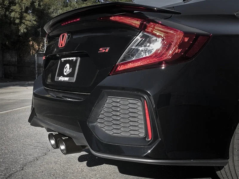 aFe Takeda 3in 304 SS Cat-Back Exhaust System w/ Black Tips 2017+ Honda Civic Si (4dr) I4 1.5L (t) - Installation View