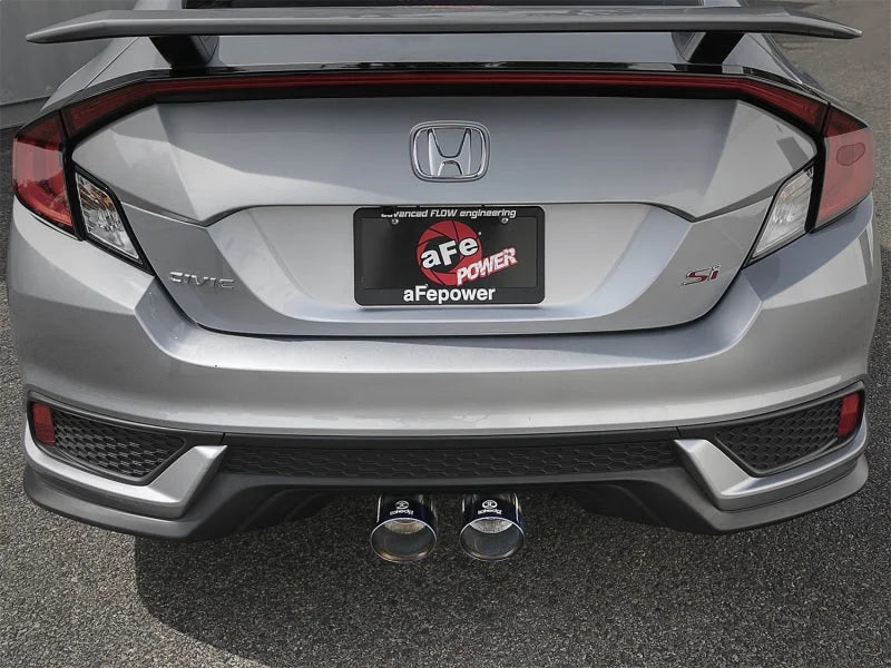 aFe Takeda 3in 304 SS Cat-Back Exhaust System w/ Blue Tips 2017 Honda Civic Si I4 1.5L (t) - Installation View