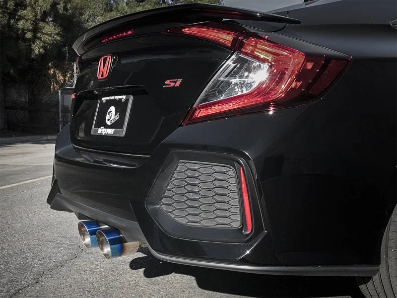 aFe Takeda 3in 304 SS Cat-Back Exhaust System w/ Blue Tips 2017+ Honda Civic Si 4Dr I4 1.5L (t) - Installation View