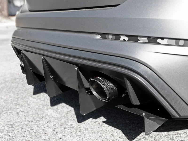 aFe Takeda 3in 304 SS Cat-Back Exhaust System w/ Carbon Fiber Tips 16-18 Ford Focus RS I4-2.3L (t) - Side View