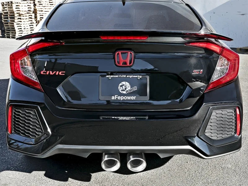 aFe Takeda 3in 304 SS Cat-Back Exhaust System w/ Polished Tips 2017 Honda Civic Si I4 1.5L (t) - Side View