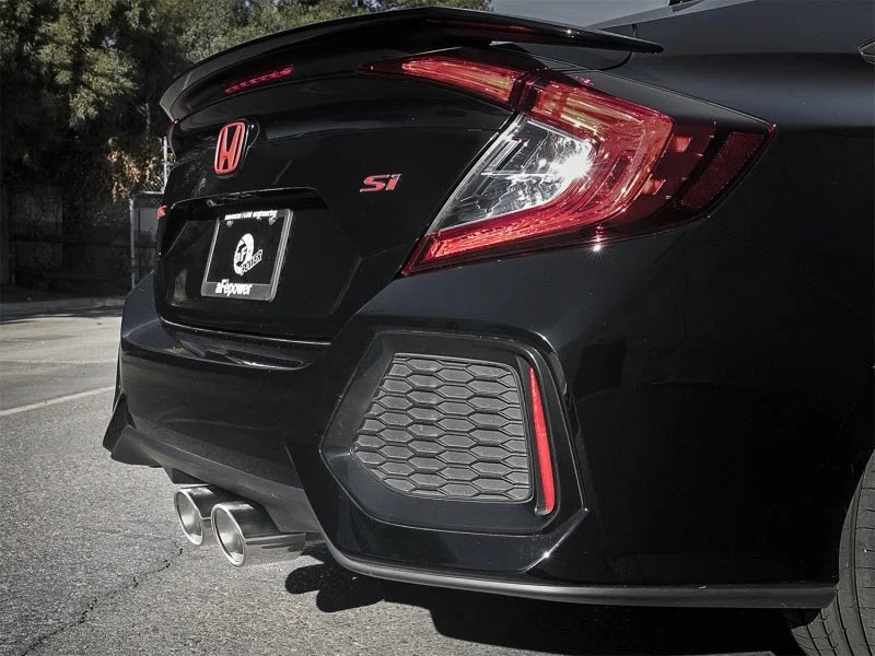 aFe Takeda 3in 304 SS Cat-Back Exhaust System w/ Polished Tips 2017 Honda Civic Si I4 1.5L (t) - Back View