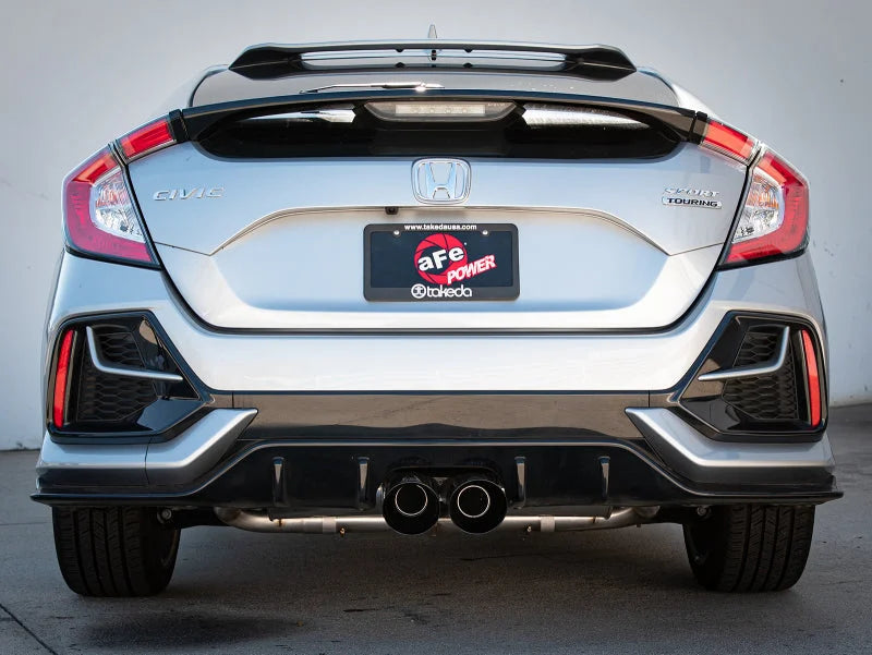 aFe Takeda 3in 304 SS Cat-Back Exhaust System w/Black Tips 17-20 Honda Civic Sport L4-1.5L (t) - Back View