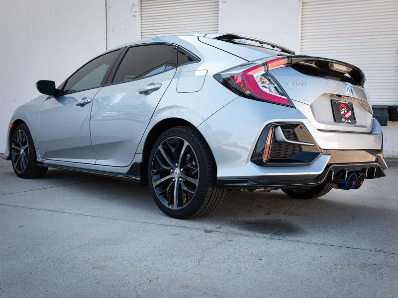 aFe Takeda 3in 304 SS Cat-Back Exhaust System w/Blue Flame Tips 17-20 Honda Civic Sport L4-1.5L (t) - Side View