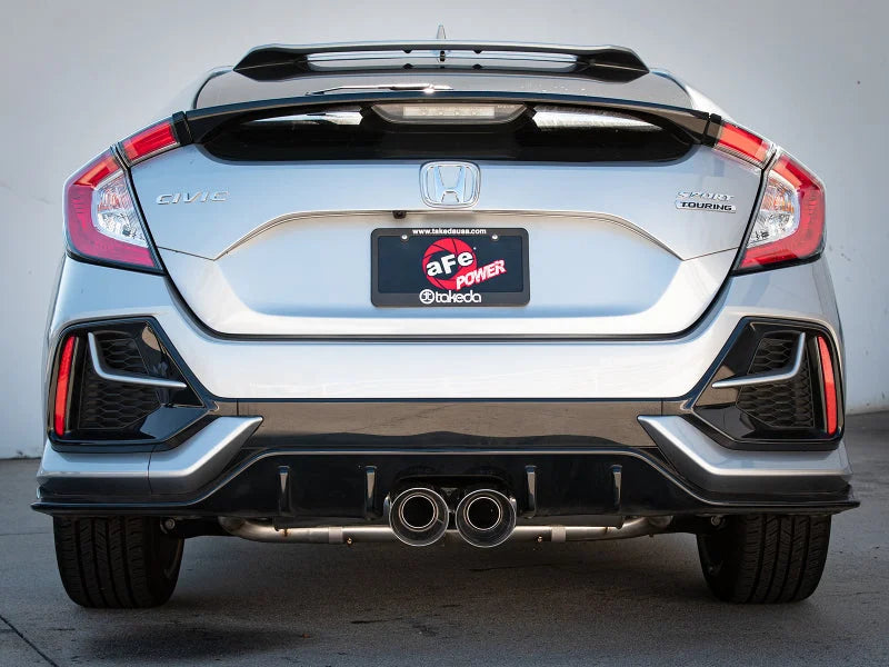 aFe Takeda 3in 304 SS Cat-Back Exhaust System w/Polished Tips 17-21 Honda Civic Sport L4-1.5L (t) - Side View