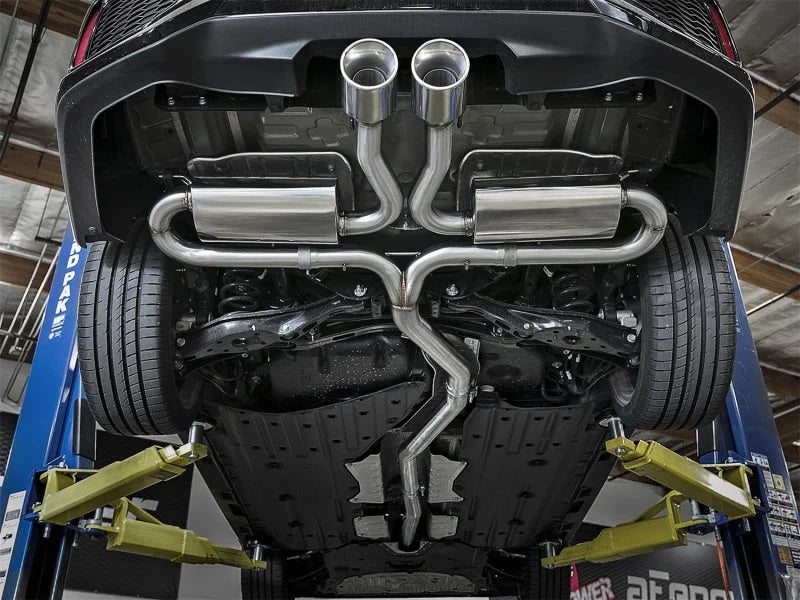 aFe Takeda 3in 304 SS Cat-Back Exhaust System w/Polished Tips 2017+ Honda Civic Si (4dr) I4 1.5L (t) - Installation View