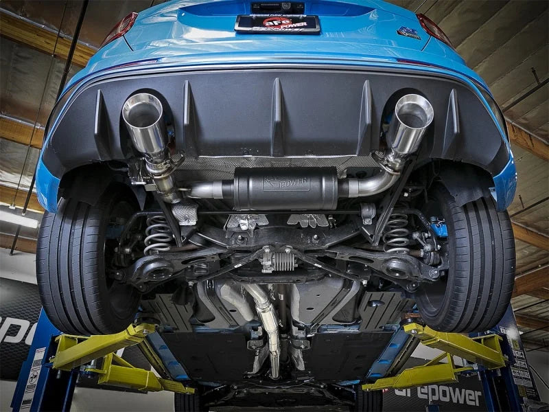 aFe Takeda 3in 304 SS Cat-Back Exhaust w/ Polished Tip 16-18 Ford Focus RS 2.3L (t) - Back View