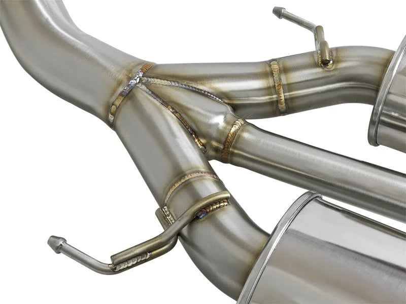 aFe Takeda 3in 304 SS Cat-Back Exhaust w/ Tri-Polished Tips 17-18 Honda Civic Type R L4 2.0L (t) - Back View