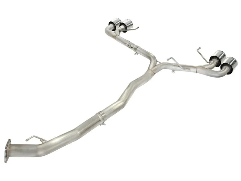 aFe Takeda 3in SS Exhaust Cat-Back 09-14 Nissan GTR V6 3.8L Polished Tips - Back View