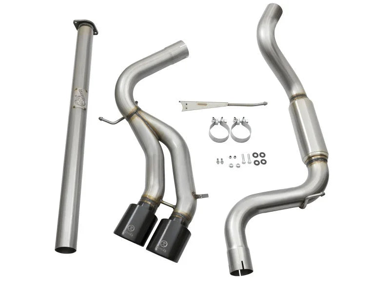 aFe Takeda 3in SS Exhaust Cat-Back 13-16 Ford Focus ST 2.0L Black Tips - Side View