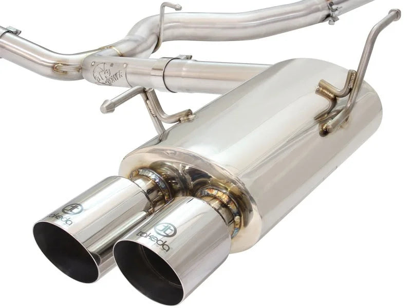 aFe Takeda 3in SS Exhaust Cat-Back 15-16 Subaru WRX/STI 2.0L/2.5L Polished Tips - Installation View