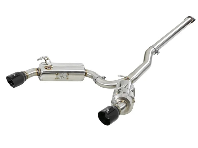 aFe Takeda 3in. to 2.5in. 304 SS C/B Exhaust 08-15 Mitsubishi Lancer EVO I4-2.0L (t) - Black Tips - Main Product View