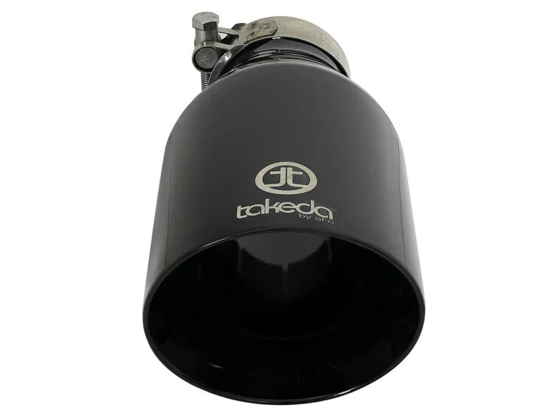 aFe Takeda 409 SS Clamp-On Exhaust Tip 2.5in. Inlet / 4.5in. Outlet / 9in. L - Black - Additional View 5