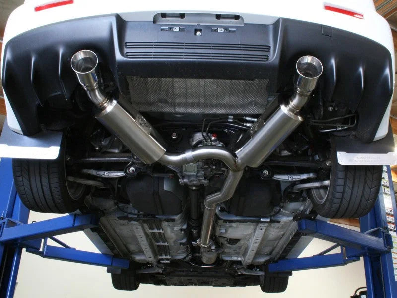 aFe Takeda Exhaust 304SS Dual Cat-Back w/ Polished Tips 08-13 Mitsubishi Lancer Evo X L4 2.0L Turbo - Side View