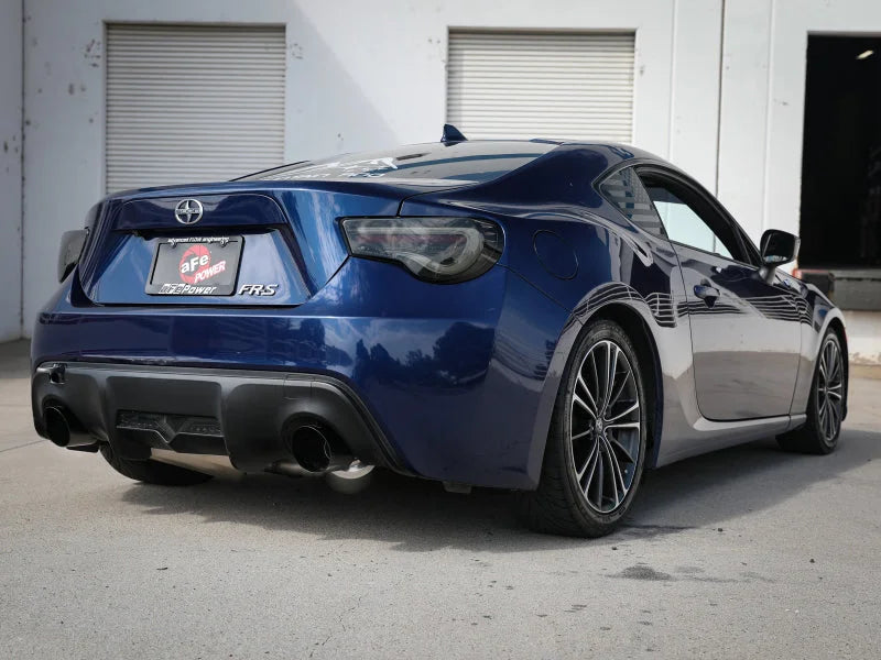 aFe Takeda Exhaust Axle-Back 13-15 Scion FRS / Subaru BRZ 304SS Black Dual Tips Exhaust - Back View