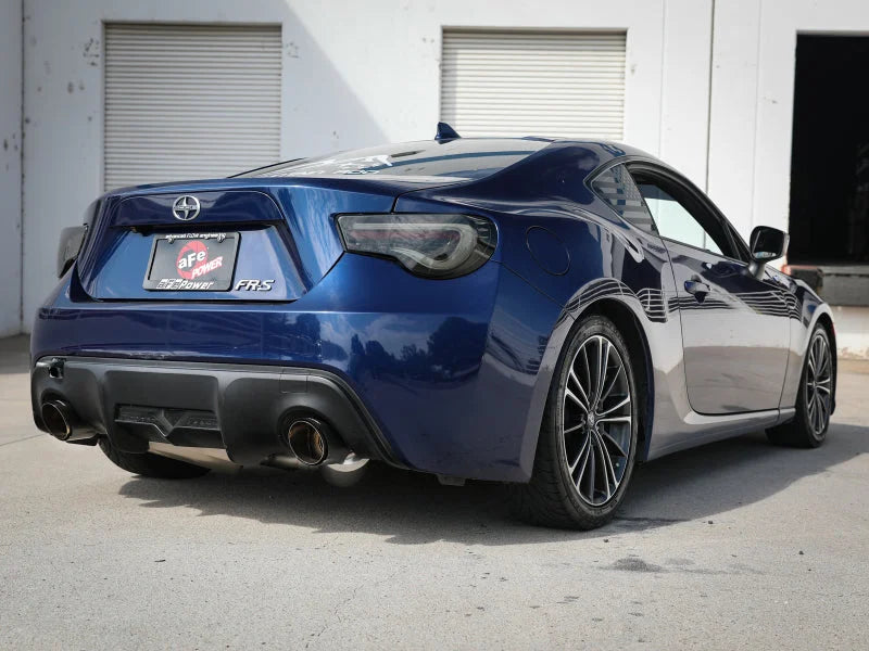 aFe Takeda Exhaust Axle-Back 13-15 Scion FRS / Subaru BRZ 304SS Carbon Fiber Dual Tips Exhaust - Back View