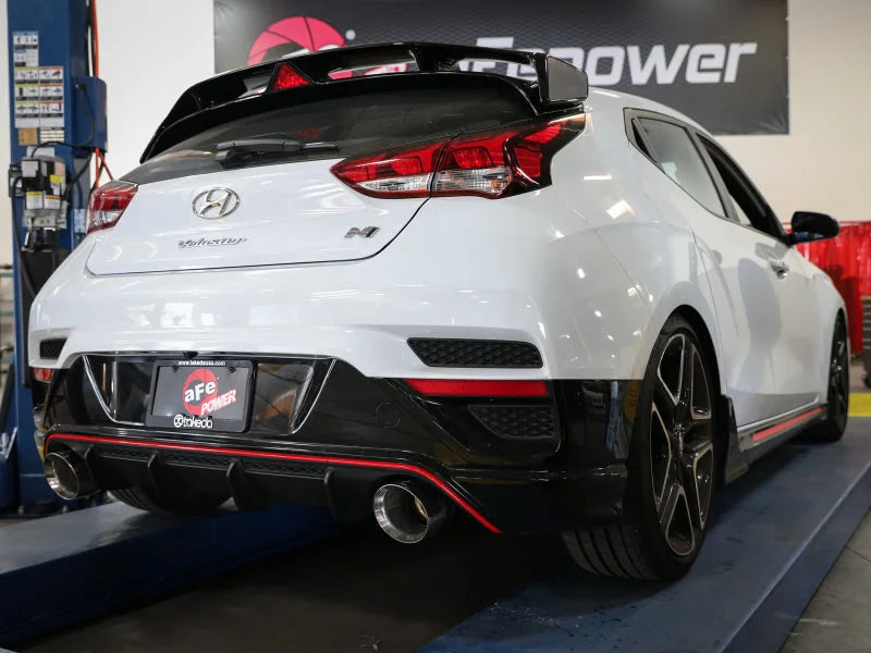aFe Takeda Exhaust Axle-Back 19-20 Hyundai Veloster N 304SS Polished Dual Tips Exhaust - Back View