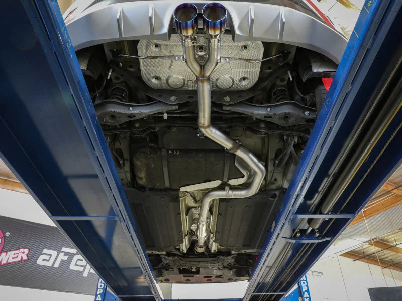 aFe Takeda Exhaust Cat-Back 19-20 Hyundai Veloster 304SS Carbon Fiber Dual Tips Exhaust - Side View