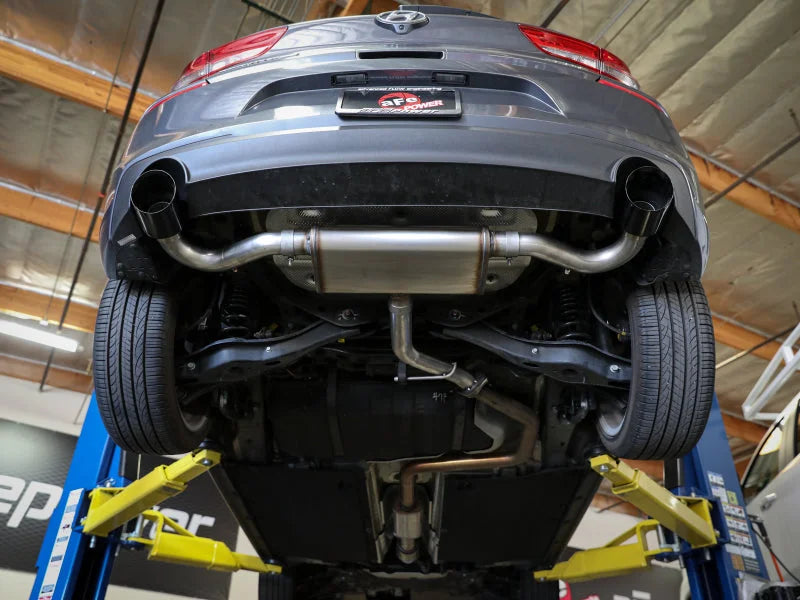 aFe Takeda Series 2.5in 409 SS Axle-Back Exhaust 18-20 Hyundai Elantra GT L4-1.6L(t) w/ Black Tips - Side View