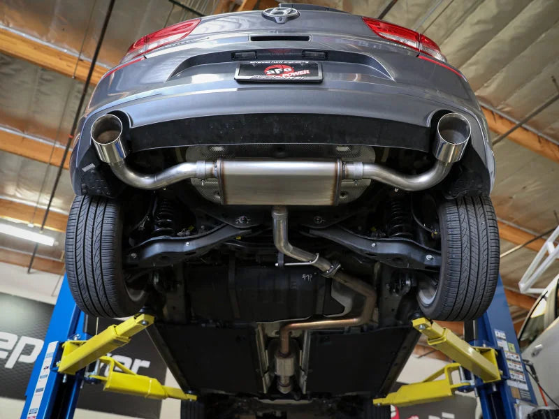 aFe Takeda Series 2.5in 409 SS Axle-Back Exhaust System Polished 18-20 Hyundai Elantra GT L4-1.6L(t) - Side View