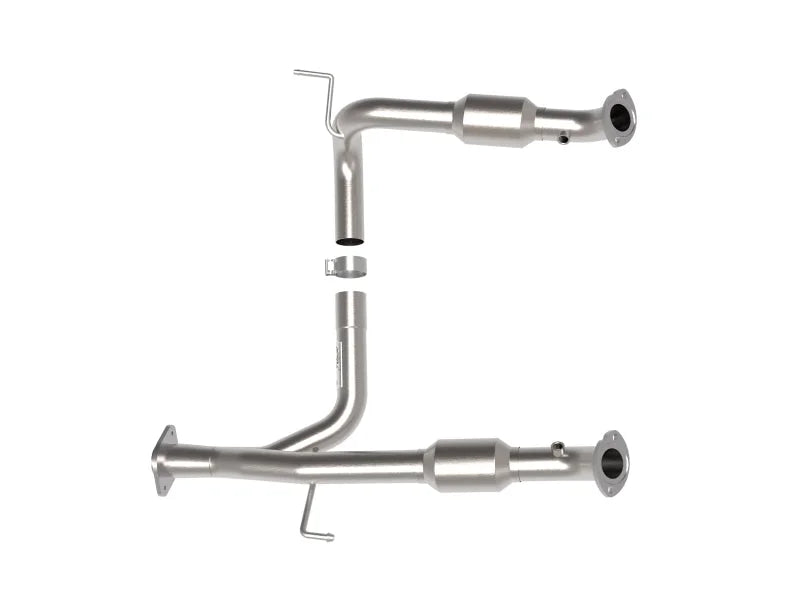 aFe Toyota Tacoma 05-15 V6-4.0L Twisted Steel Y-Pipe w/ Cat - Installation View