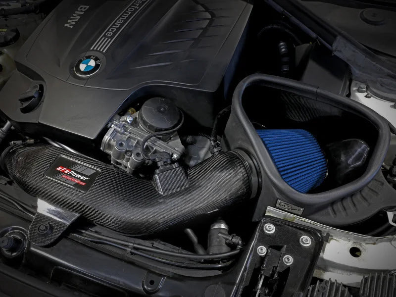 aFe Track Series Carbon Fiber Intake w/Pro 5R Filter BMW M2 (F87) 16-18 L6-3.0L (t) N55 - Side View