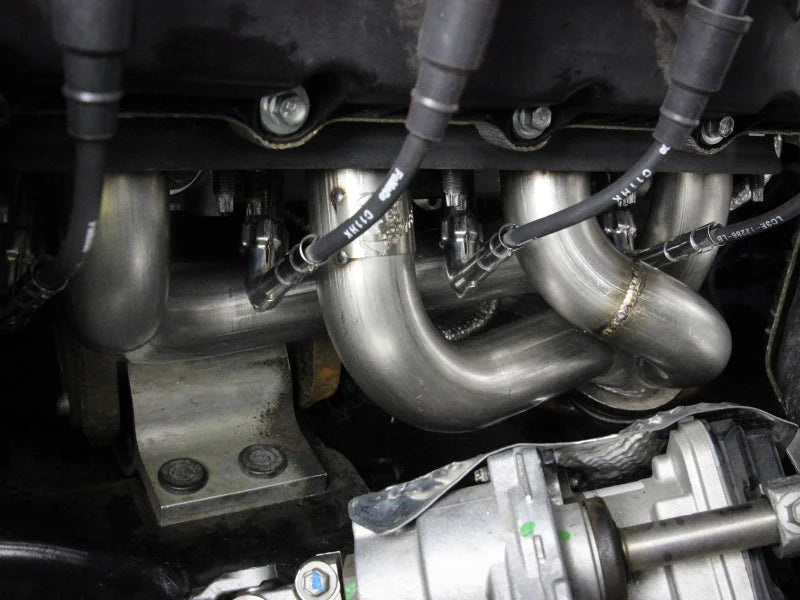 aFe Twisted Steel 1-7/8in 304 SS Headers 20-21 Ford F-250/F-350 V8-7.3L - Side View