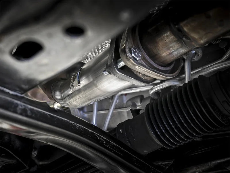 aFe Twisted Steel 2in Stainless Steel Loop Delete Down-Pipe 2018+ Jeep Wrangler (JL) V6 3.6L - Side View
