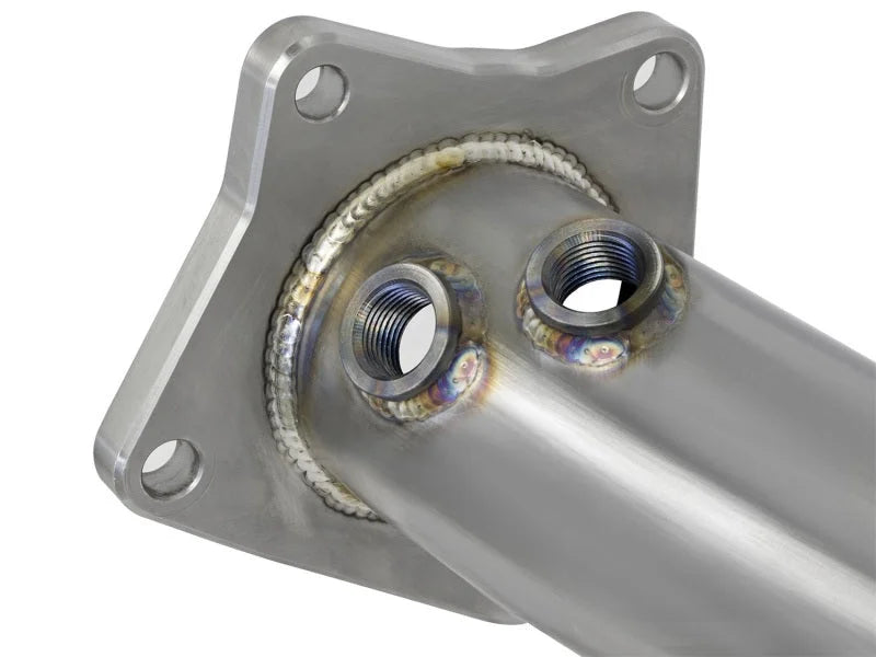 aFe Twisted Steel Down-Pipe Catted 13-16 Cadillac ATS L4-2.0L (t) - Side View