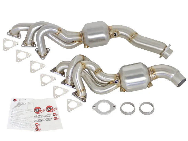 aFe Twisted Steel Headers (Catted) 01-06 BMW M3 L6-3.2L S54 - Back View
