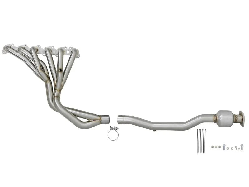 aFe Twisted Steel Long Tube Header/Connection Pipes Street Series 01-16 Nissan Patrol (Y61) V8 4.8L - Back View