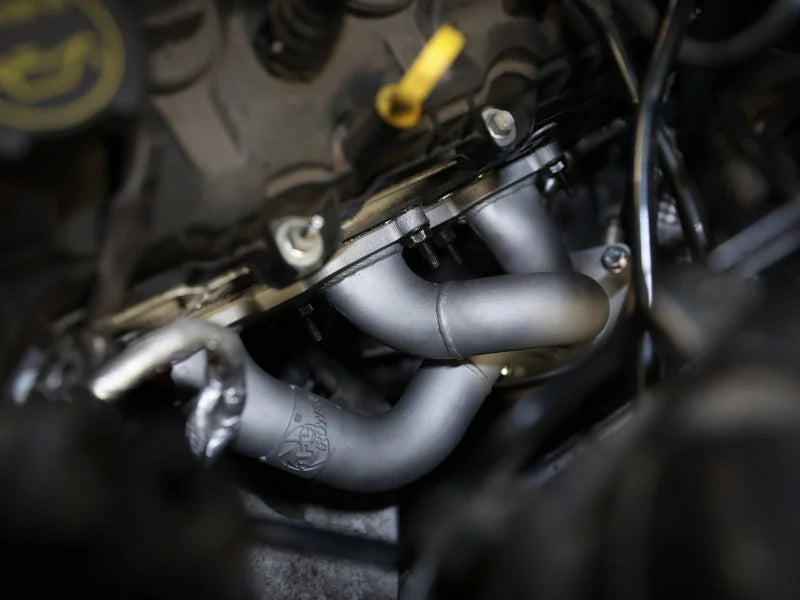 aFe Twisted Steel Shorty Header 11-17 Ford Mustang V6-3.7L - Titanium Coat Finish - Side View