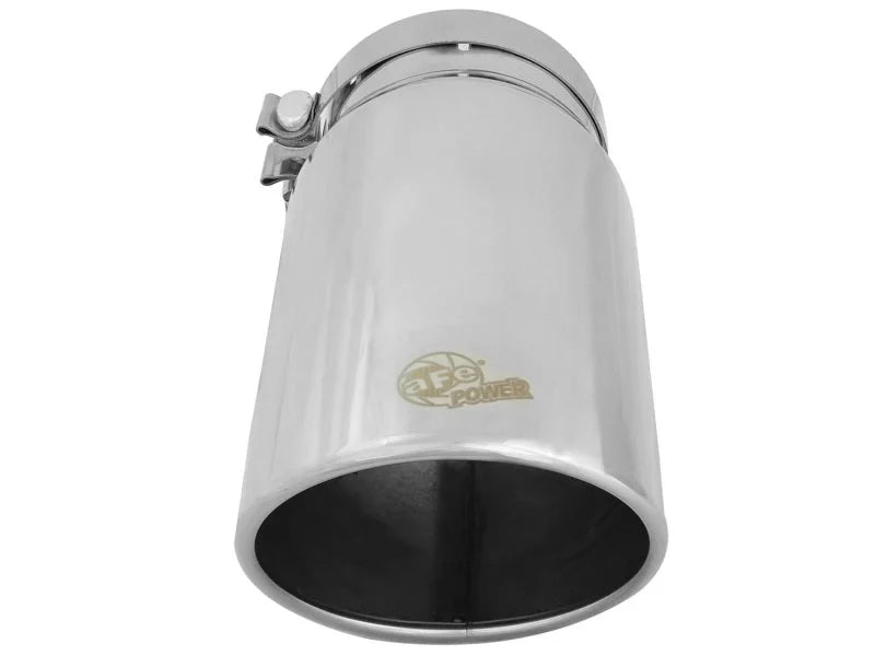 aFe Universal Bolt On Exhaust Tip Polished 5in Inlet x 6in Outlet x 12in Long - Side View