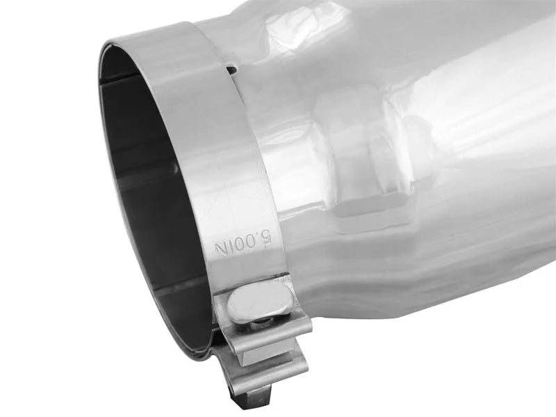 aFe Universal Bolt On Exhaust Tip Polished 5in Inlet x 6in Outlet x 12in Long - Back View
