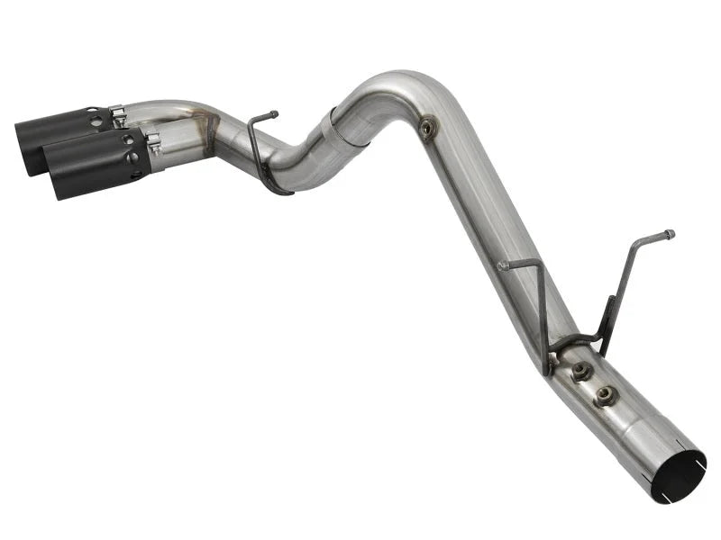 aFe Victory Series 4in 409-SS DPF-Back Exhaust w/ Dual Black Tips 2017 GM Duramax V8-6.6L(td) L5P - Back View