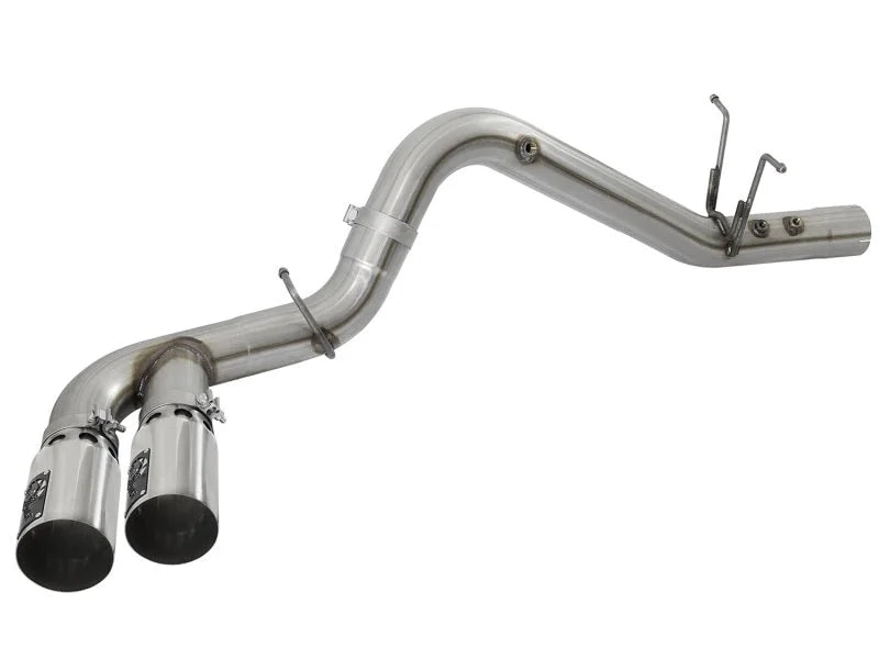 aFe Victory Series 4in 409-SS DPF-Back Exhaust w/ Dual Polished Tips 2017 GM Duramax V8-6.6L(td) L5P - Installation View