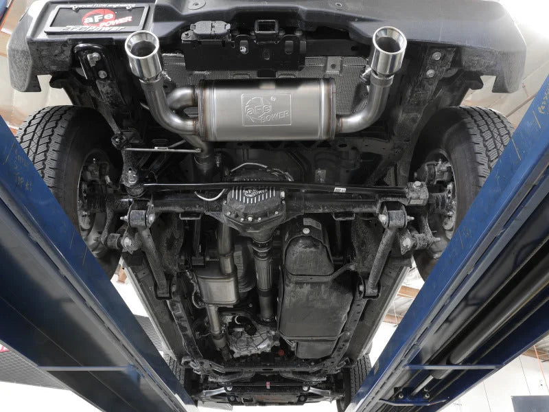 aFe Vulcan 3in 304 SS Cat-Back Exhaust 2021 Ford Bronco L4-2.3L (t)/V6-2.7L (tt) w/ Black Tips - Side View
