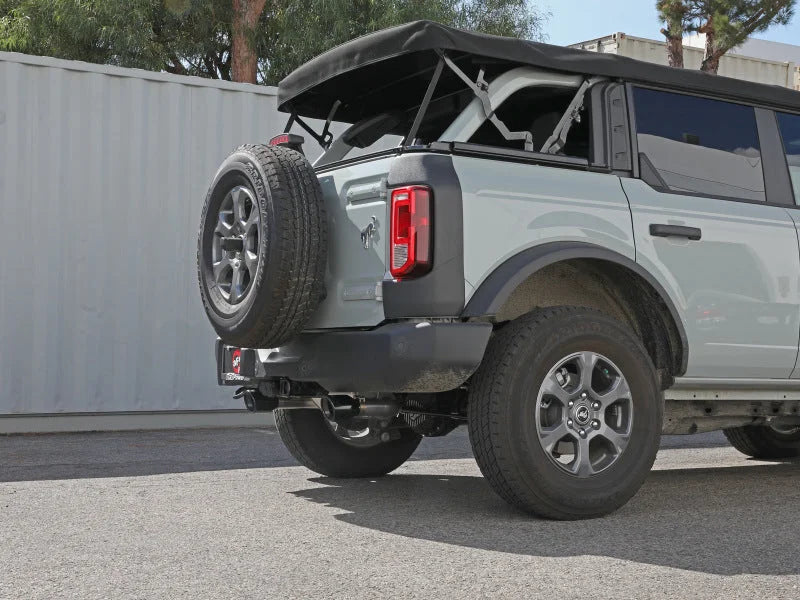 aFe Vulcan 3in 304 SS Cat-Back Exhaust 2021 Ford Bronco L4-2.3L (t)/V6-2.7L (tt) w/ Black Tips - Installation View