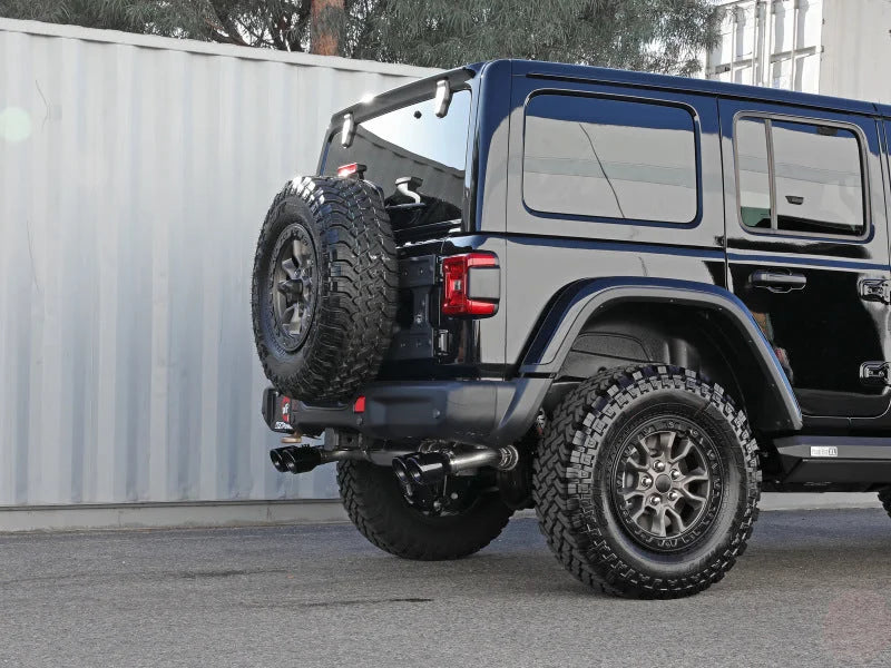 aFe Vulcan Series 2.5in 304SS Cat-Back Exhaust 2021+ Jeep Wrangler 392 6.4L w/ Black Tips - Side View