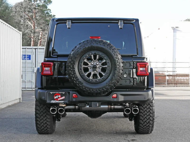 aFe Vulcan Series 2.5in 304SS Cat-Back Exhaust 2021+ Jeep Wrangler 392 6.4L w/ Polished Tips - Back View