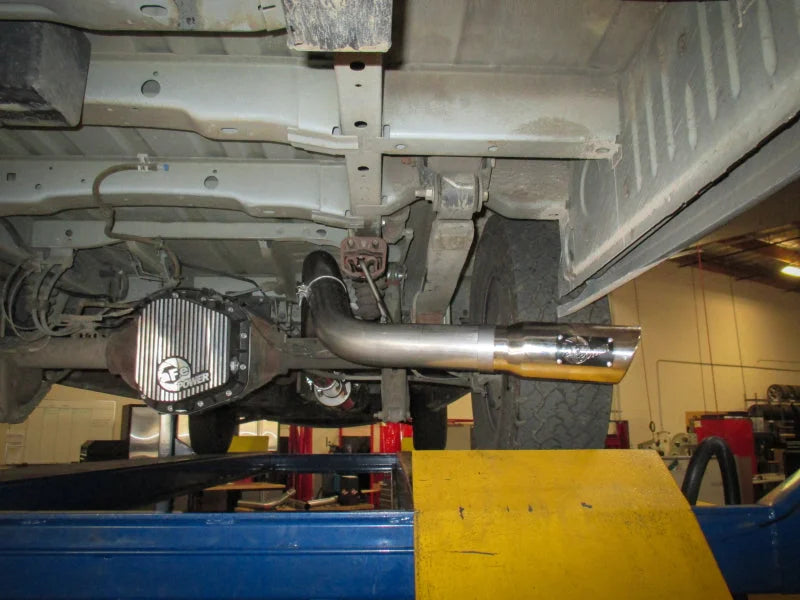 aFe Vulcan Series 3 1/2in 304 SS Cat-Back 13-19 Ford Transit V6 3.5 Twin Turbo w/ Polished Tip - Side View