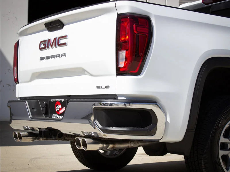 aFe Vulcan Series 3-2.5in 304SS Exh Cat-Back w/ Pol Tips 2019 GM Silverado/Sierra 1500 L4-2.7L (t) - Side View