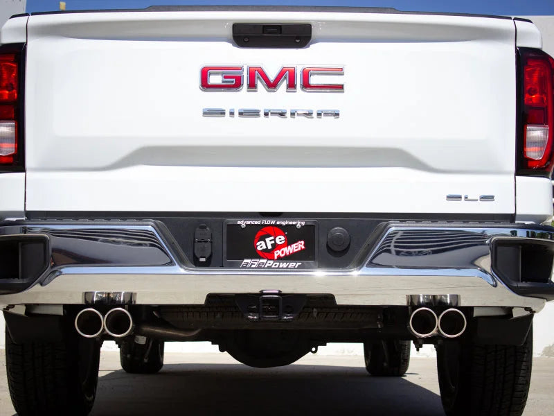 aFe Vulcan Series 3-2.5in 304SS Exh Cat-Back w/ Pol Tips 2019 GM Silverado/Sierra 1500 L4-2.7L (t) - Back View