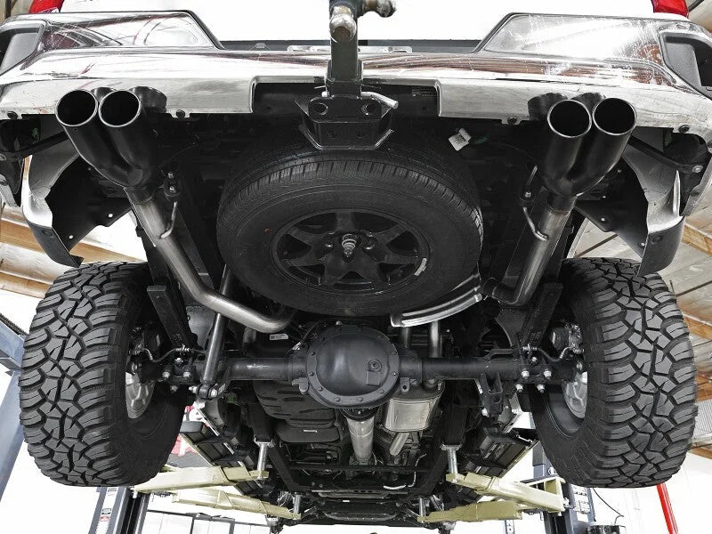 aFe Vulcan Series 3-2.5in 304SS Exhaust Cat-Back w/Blk Tips 2019 GM Silverado/Sierra 1500 L4-2.7L(t) - Side View