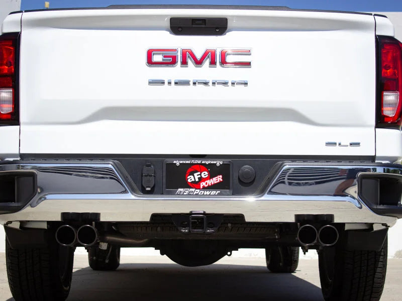 aFe Vulcan Series 3-2.5in 304SS Exhaust Cat-Back w/Blk Tips 2019 GM Silverado/Sierra 1500 L4-2.7L(t) - Back View