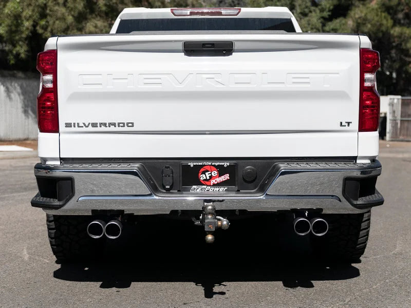 aFe Vulcan Series 3in-2-1/2in 304 SS Cat-Back 2019 GM Silverado / Sierra 1500 V8-5.3L w/ Black Tips - Side View