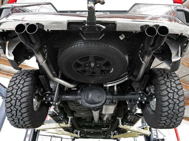 aFe Vulcan Series 3in-2-1/2in 304 SS Cat-Back 2019 GM Silverado / Sierra 1500 V8-5.3L w/ Black Tips - Installation View