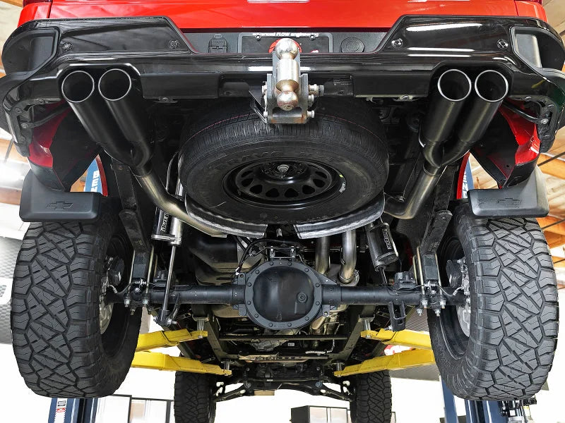 aFe Vulcan Series 3in 304 SS Exhaust Cat-Back w/ Black Tips 2019 GM Silverado/Sierra 1500 V8-5.3L - Side View