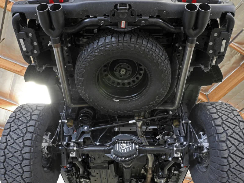 aFe Vulcan Series 3in 304SS Cat-Back 21 Jeep Gladiator V6-3.0L (td) - Dual Polished Tip - Side View