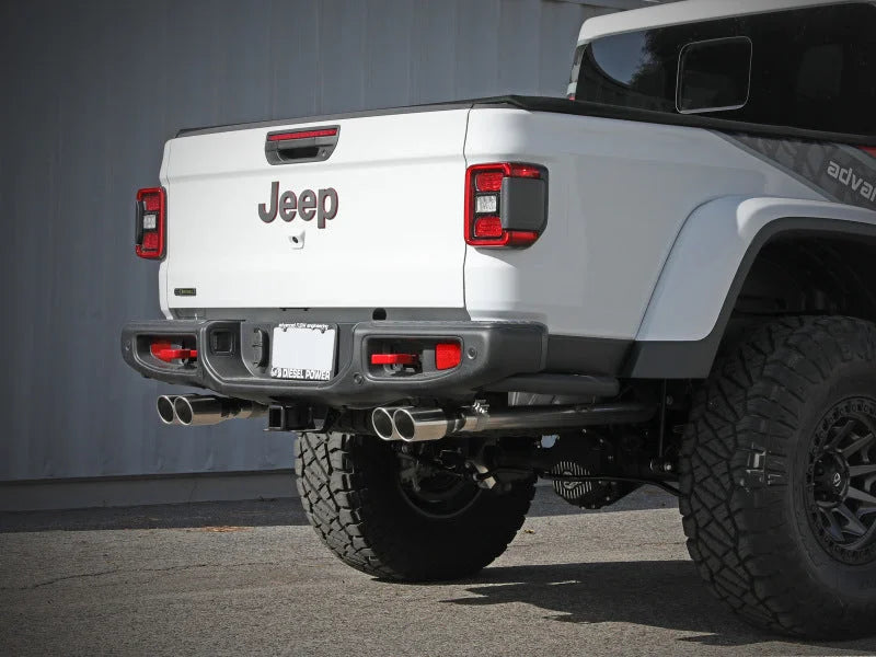 aFe Vulcan Series 3in 304SS Cat-Back 21 Jeep Gladiator V6-3.0L (td) - Dual Polished Tip - Installation View
